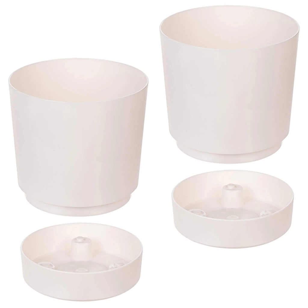 KADAX Vaso da fiori con coprivaso e sottovaso, rotondo, 14,5 cm, set da 2