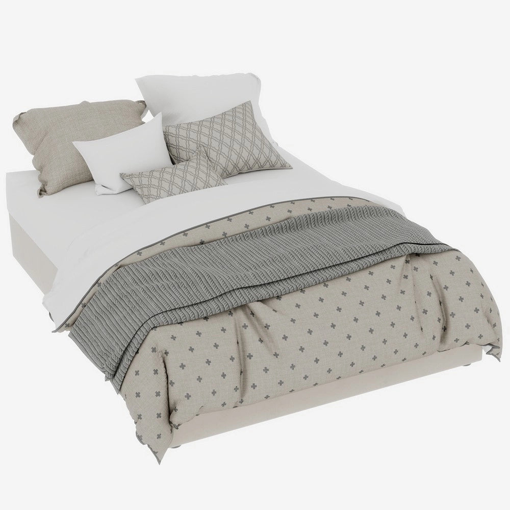 Letto Contenitore Matrimoniale ¨C MINIMAL ¨C Velluto Beige 140x200 Senza Testiera