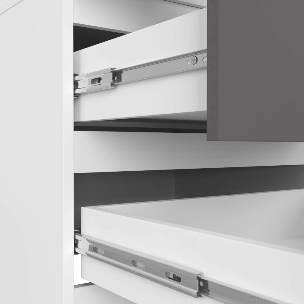 Armadio AKORD S60 con sopralzo Bianca 60 cm 2 ante 2 cassetti inserto frontale Grigio Grafite 60x51x234 cm