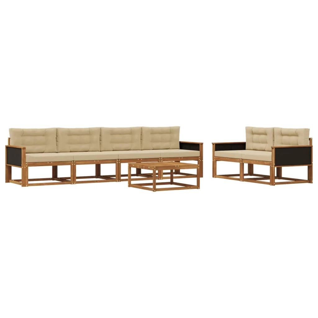 Set di divani da esterno 7 pcs Naturale e Beige