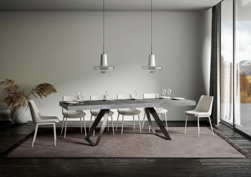 Tavolo Allungabile 160-420x90x77 cm Proxy Premium Cemento Telaio Antracite