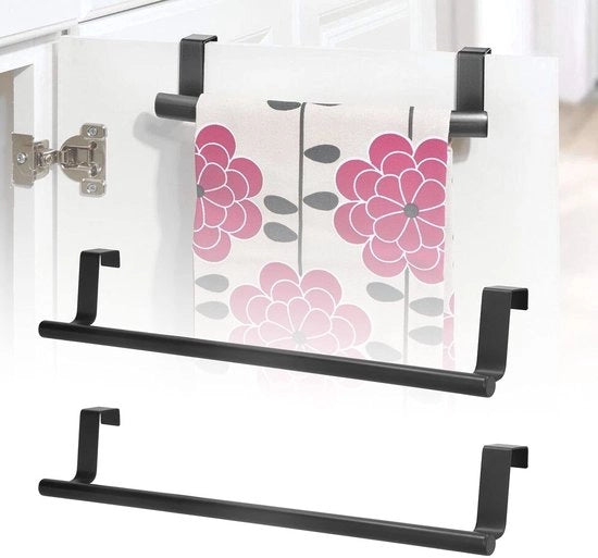 Set di asciugamani metallico per bar per porta armadio cucina - Set di 2 - Foro gratis - Viti gratis - Adatto per cucina bagno - Asciugamani thesperanza (36cm)