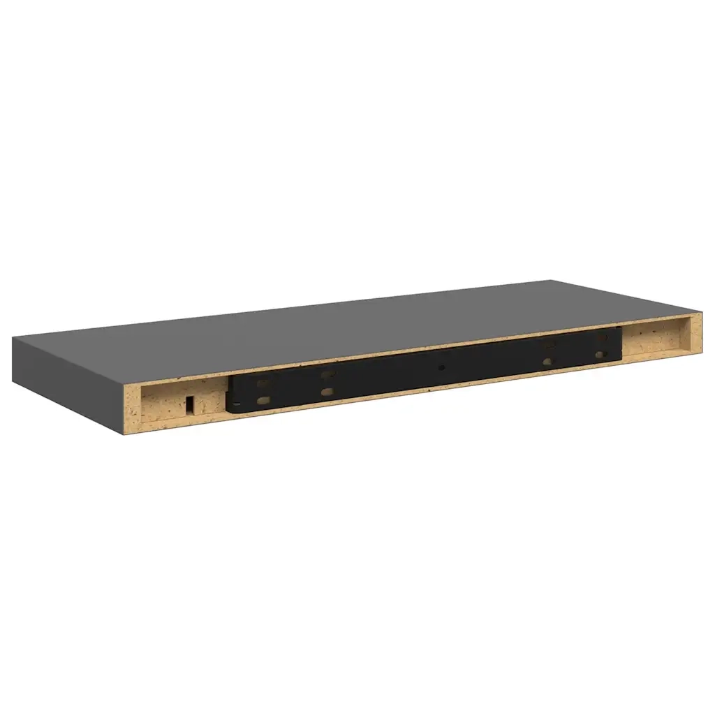 Scaffali a Parete 2 pz Grigio Lucido 60x23,5x3,8 cm in MDF cod mxl 51114