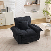 Poltrona girevole 360° in ciniglia con cuscino di supporto e base in metallo nero per lettura 116 × 84 × 96 cm