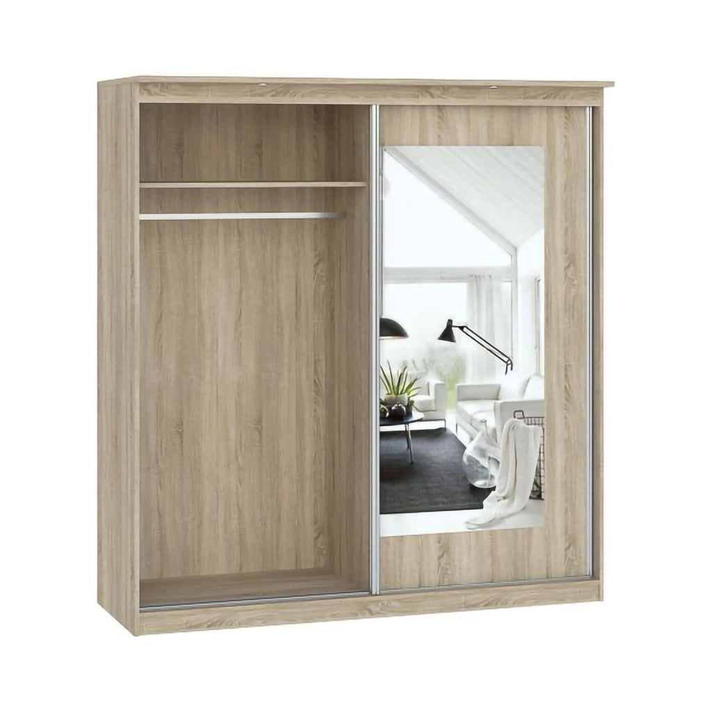 Armadio Camera da Letto Lesale, Guardaroba 2 Ante Appendiabiti, 180x195h cm Marrone Rovere