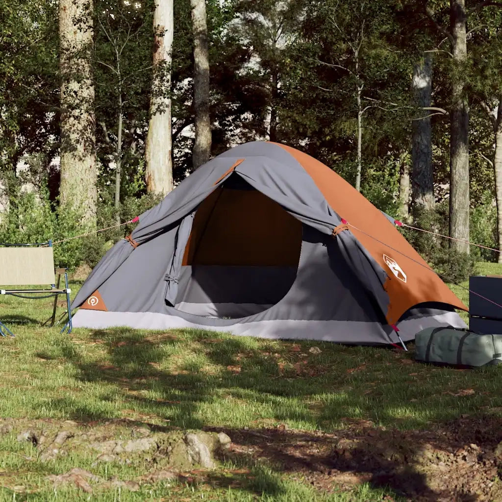Tenda da Campeggio a Cupola 4 Persone-Tenda per Escursionismo Grigio e Arancione 493087