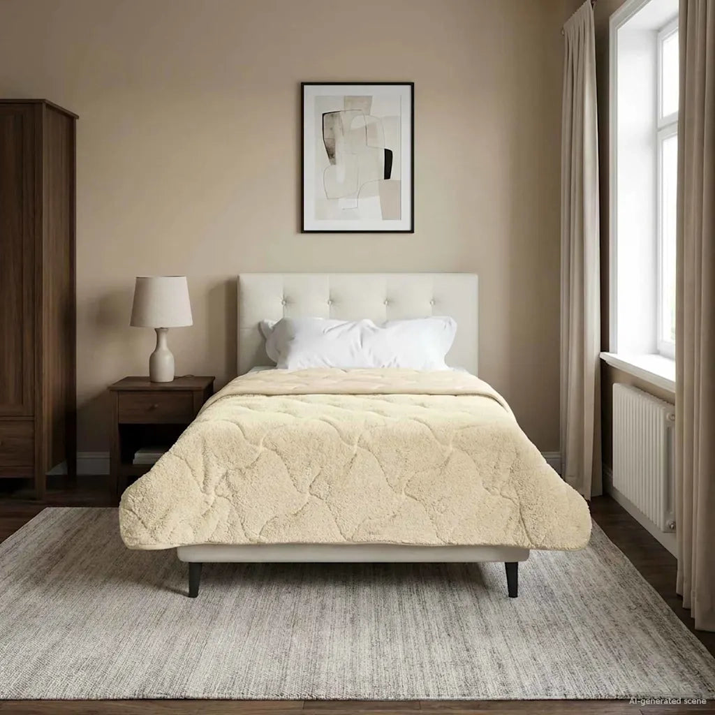 Piumone | Duvet Estivo Crema 135 x 200 cm Microfibra e Fleece Teddy