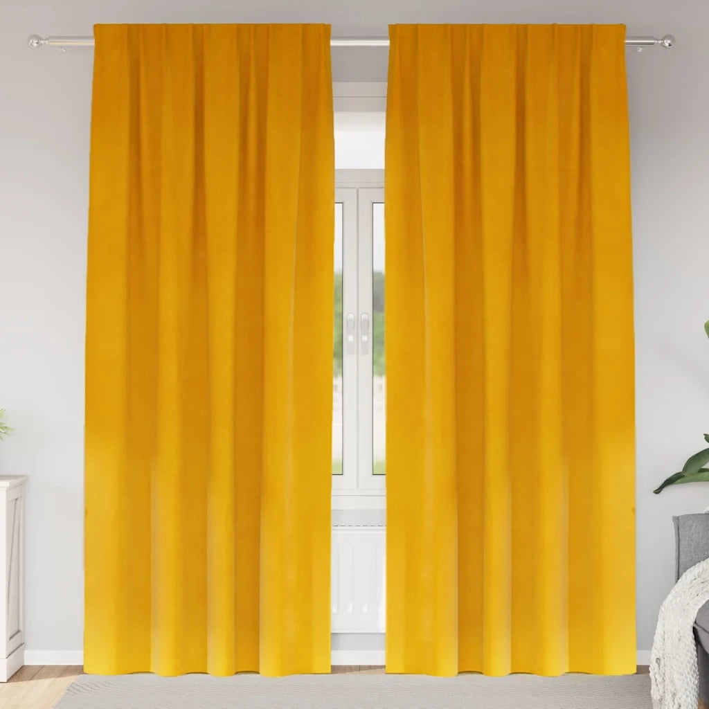 Tende oscuranti 2 pcs Giallo senape 140 x 260 cm Velluto 4107277