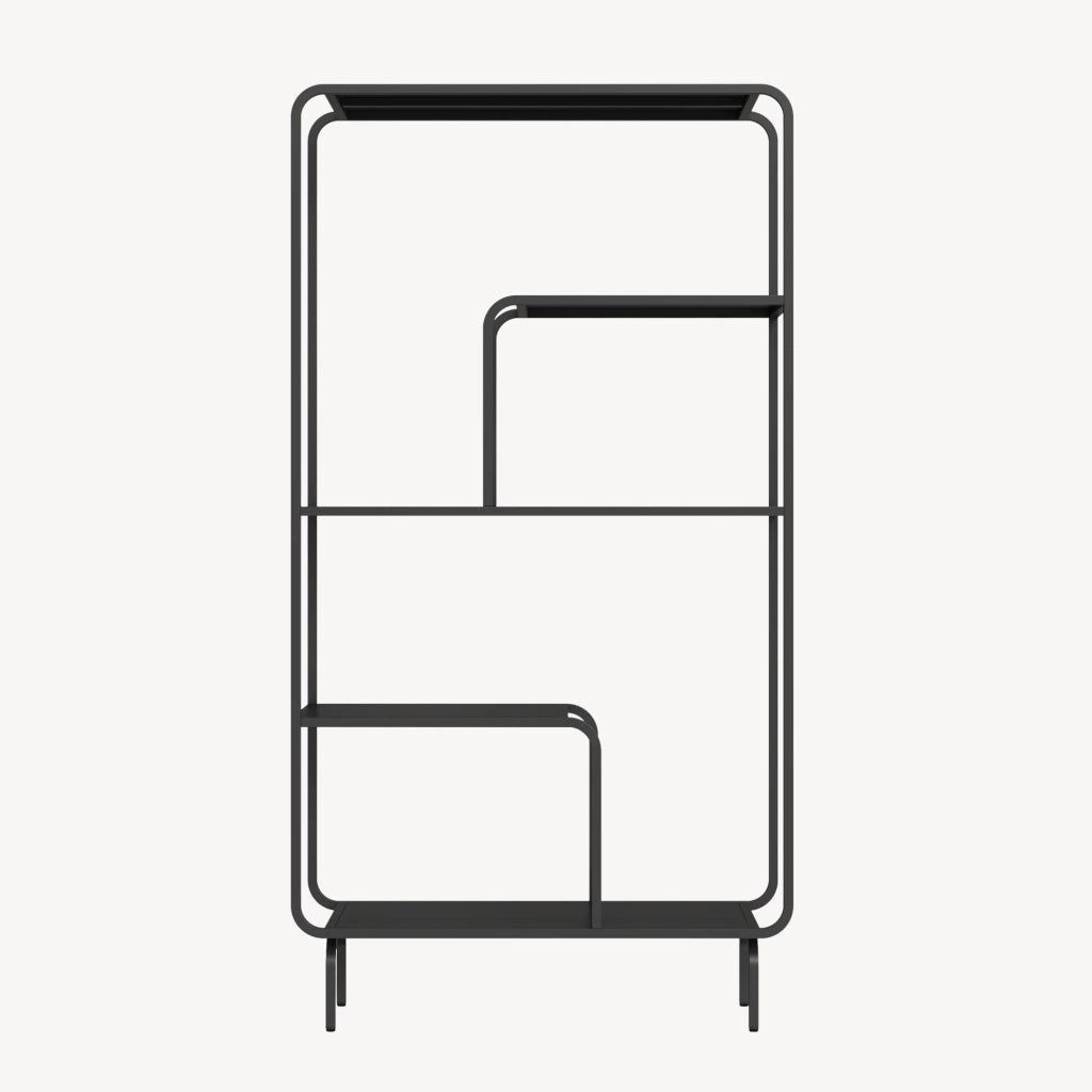 Libreria in Acciaio Færder con Scomparti Aperti 145 x 76 x 33 cm - Nero Opaco [en.casa]