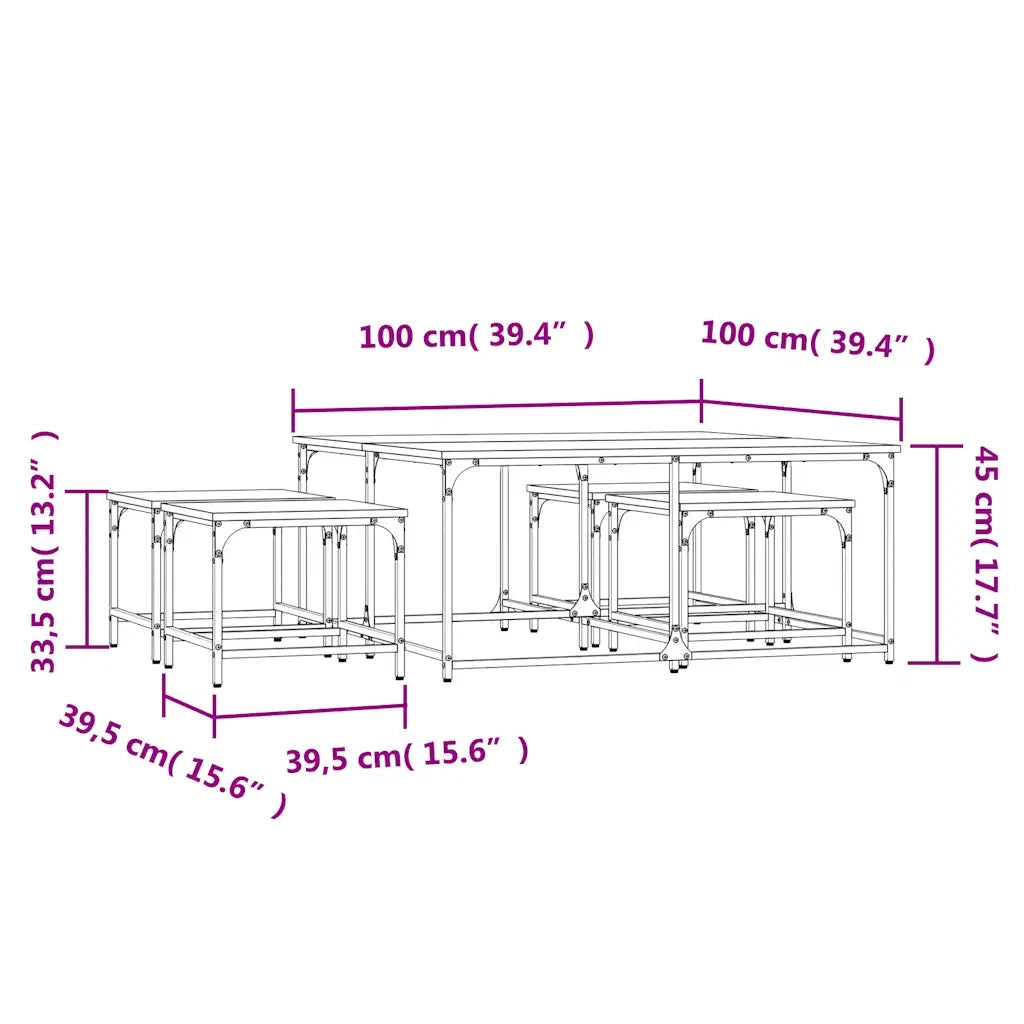 Tavolini da salotto | Tavolino da caff¨¨ | Tavolino da Soggiorno Impilabili 5 pz Neri in Legno Multistrato