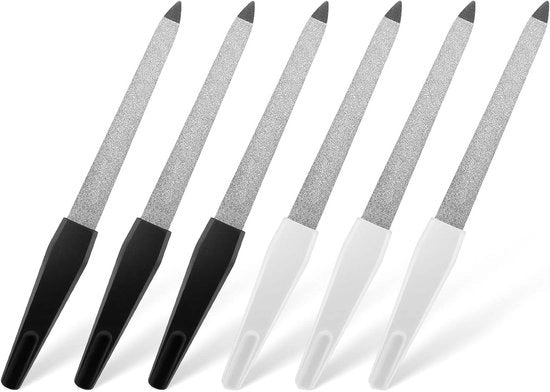 Set di 6 vijli per unghie in acciaio inox per unghie naturali e gomma per unghie - bianco + nero, per manicure e pedicure