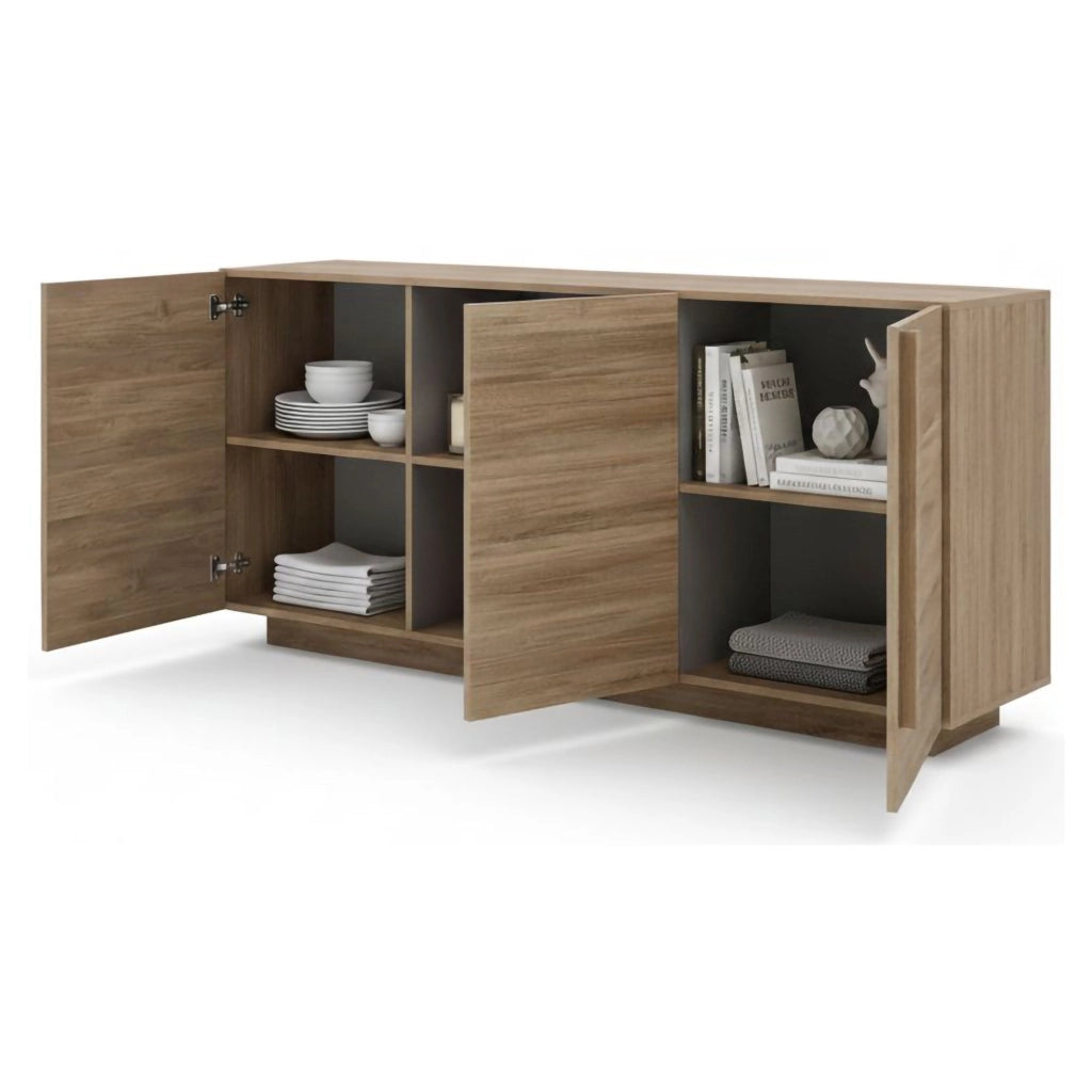 Madia Malosco, Credenza 3 Ripiani, 182x44x90h cm Marrone Rovere
