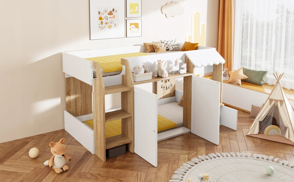 Letto a castello per bambini - Xylo - 90x200 - Quercia bianca senza materasso
