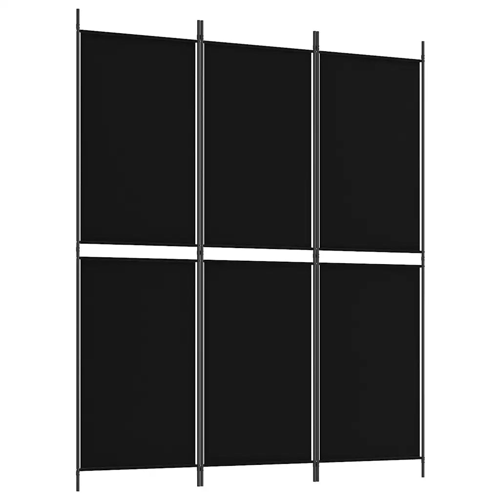 Divisorio Ambienti | Divider per stanze | Paravento a 3 Pannelli Nero 150x180 cm in Tessuto