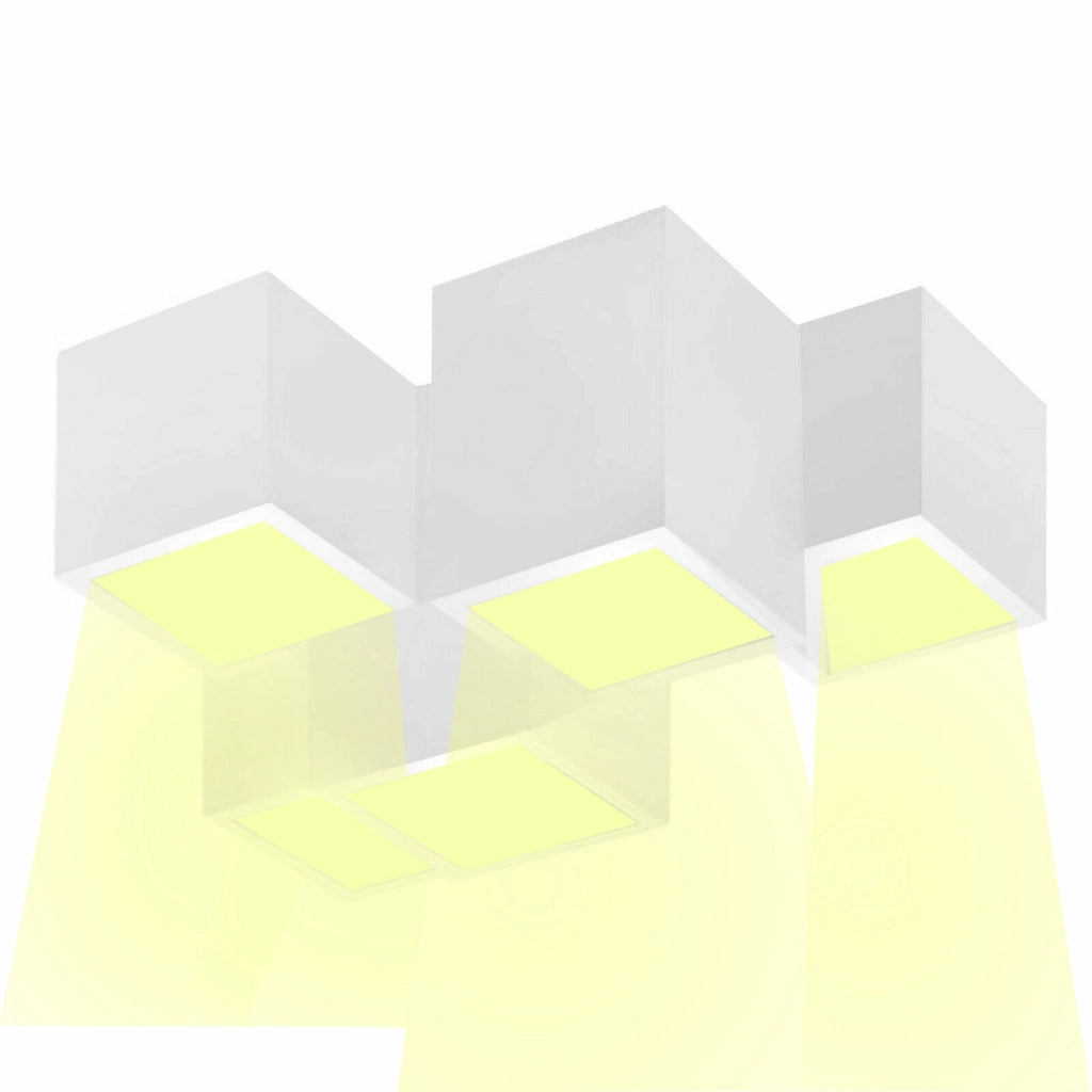 Lampada gesso da soffitto plafoniera a 5 cubi attacco faretto GU10 luce naturale