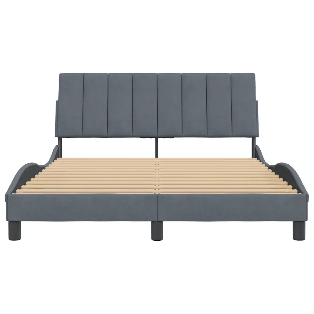 Giroletto senza Materasso Hanko Grigio Scuro 140x190 cm Velluto