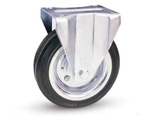 RUOTE INDUSTRIALI IN GOMMA CON PIASTRA FISSA 80A  ø mm.100x30 piastra mm.100x85  128h. p. Kg.70    AVO