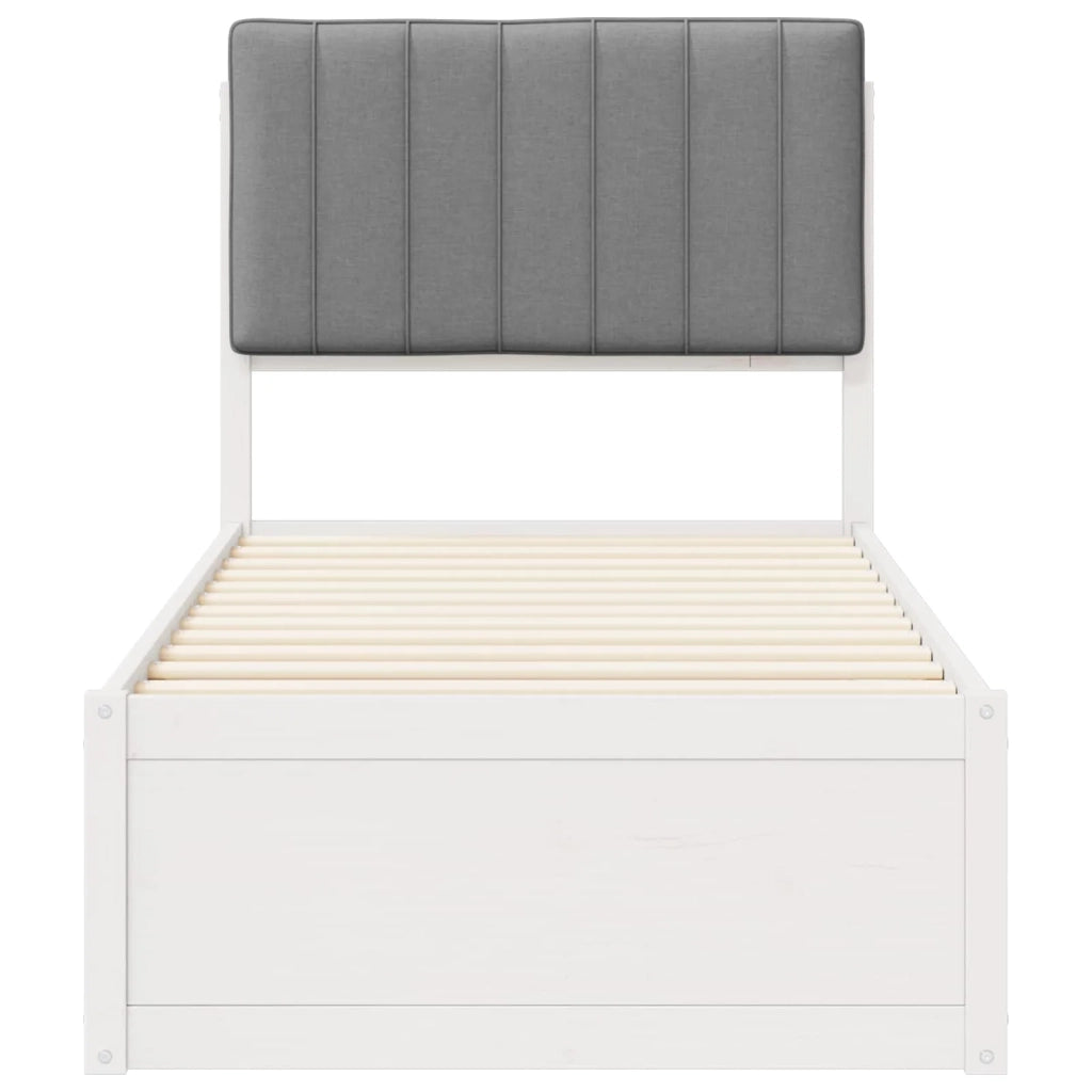 Letto con Testiera Rivestita Grigio chiaro 75 x 190 cm