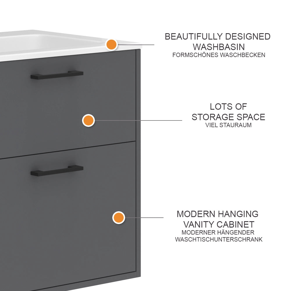 Vicco Set di mobili da bagno Antracite 61 x 61.5 cm con lavabo