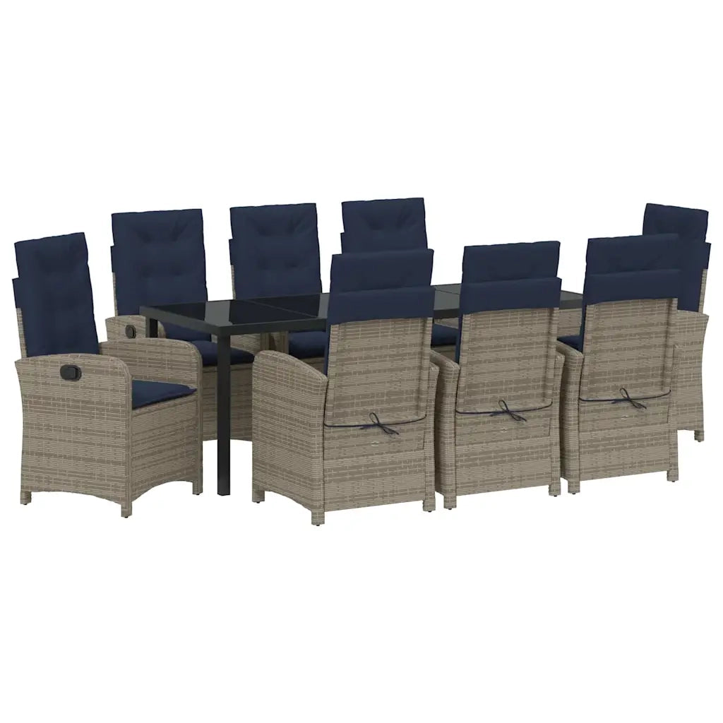 vidaXL Set da Pranzo per Giardino 9 pcs Grigio polyrattan
