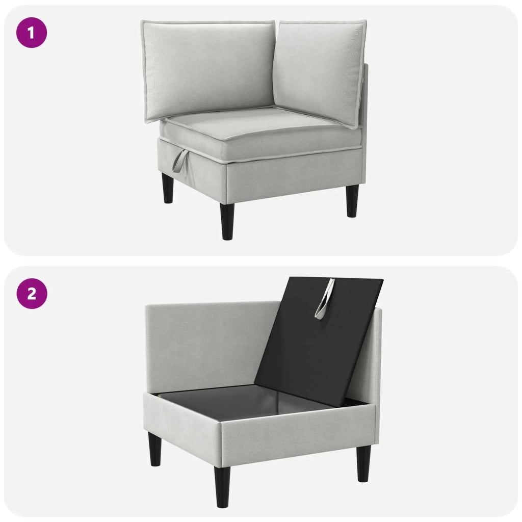 Divano Angolare con Storage Grigio chiaro Velluto 42027091