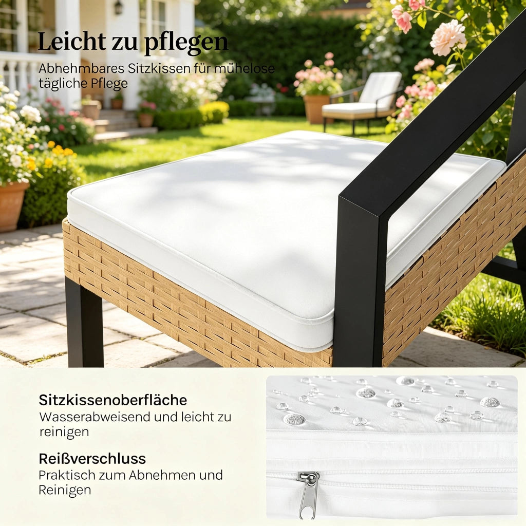 Mobili Da Giardino Modulare 4 Pezzi Con Divano, Sedie E Tavolino, Naturale, Rattan E Metallo