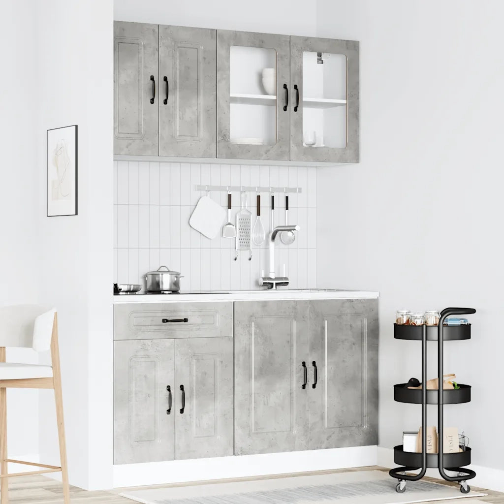Set Mobili da Cucina 4 pz Kalmar Grigio Cemento in Truciolato 3314855