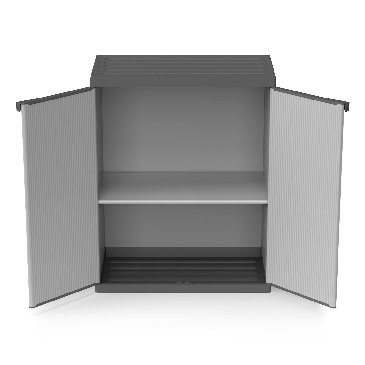 Armadio da Esterno 68x40x85 cm 2 Ante 2 Ripiani in Resina Grigio