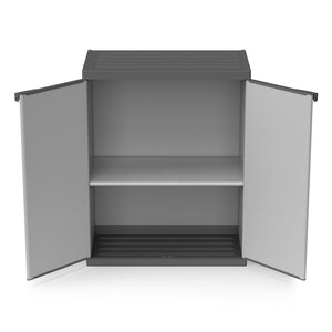 Armadio da Esterno 68x40x85 cm 2 Ante 2 Ripiani in Resina Grigio