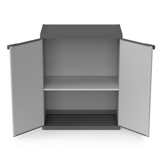 Armadio da Esterno 68x40x85 cm 2 Ante 2 Ripiani in Resina Grigio