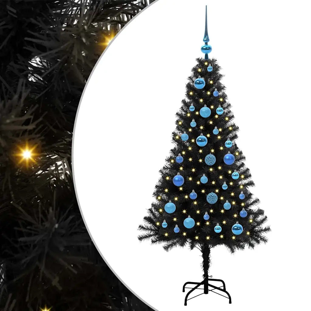 Albero di Natale | Decorazioni natalizie con 150 LED con supporto Nero 150 cm PVC