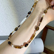 Collana di perle fatte a mano con pietre naturali marroni, regalo di Natale o di compleanno.