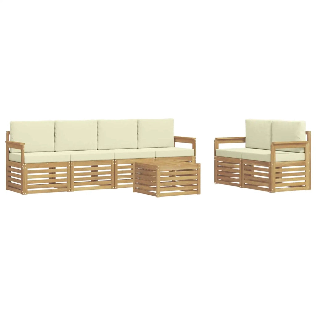 Set di divani da esterno 7 pcs Bianco e Crema Poliestere 3391420