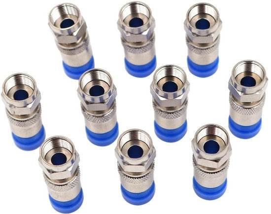 Connettore di montaggio rapido per cavo SAT con chiodo a compressione - 10 pezzi, blu