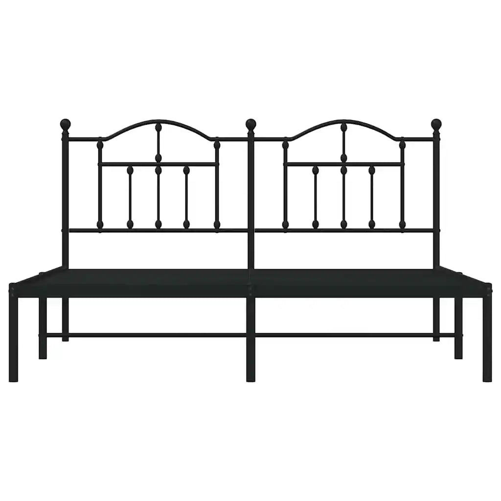 Letto matrimoniale | Letto per adulti | Giroletto con Testiera in Metallo Nero 160x200 cm