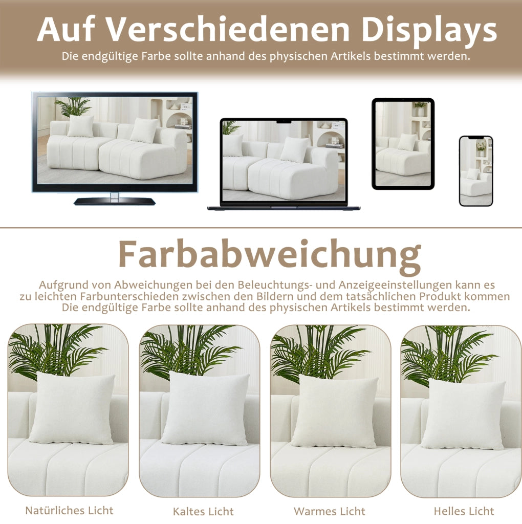 Divano modulare in chenille con 2 cuscini, design minimalista e versatile per soggiorno, ufficio e camera da letto