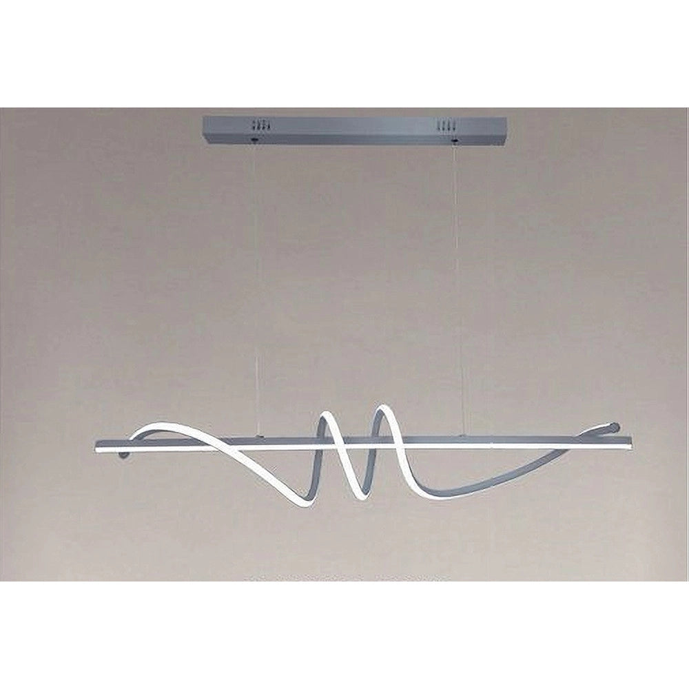 Trade Shop - Lampadario A Sospensione Led 65w Argento Spirale Ondulato Luce 4000k Vortice Orizzontale 32460 -