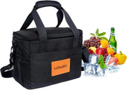 Portatile da 10-15 litri per trasporto cibo nero con compartimento - ideale per viaggi in auto.
