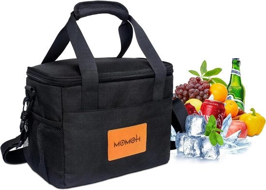Portatile da 10-15 litri per trasporto cibo nero con compartimento - ideale per viaggi in auto.