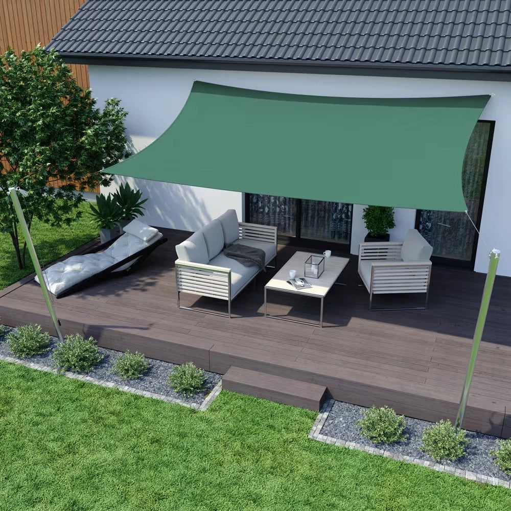 Trade Shop - Vela Tenda Rettangolare Parasole Protezione Sole Ombra Giardino 2x3 Mt Verde 017031 -