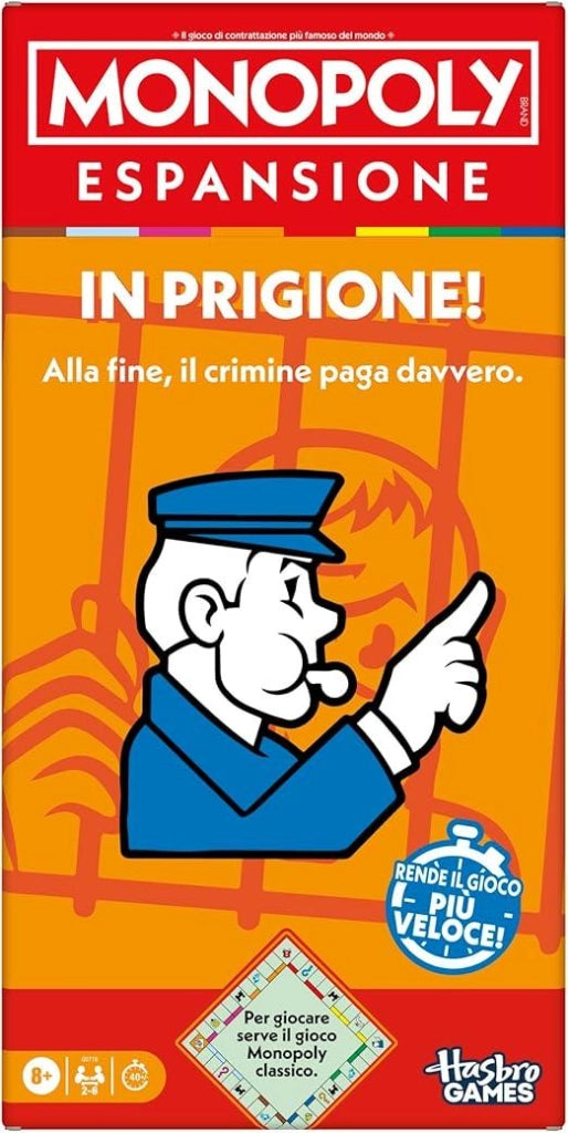 Monopoly, ESPANSIONE In Prigione (per giocare serve il gioco Monopoly classico) - Versione italiana,Hasbro,Eta 8+