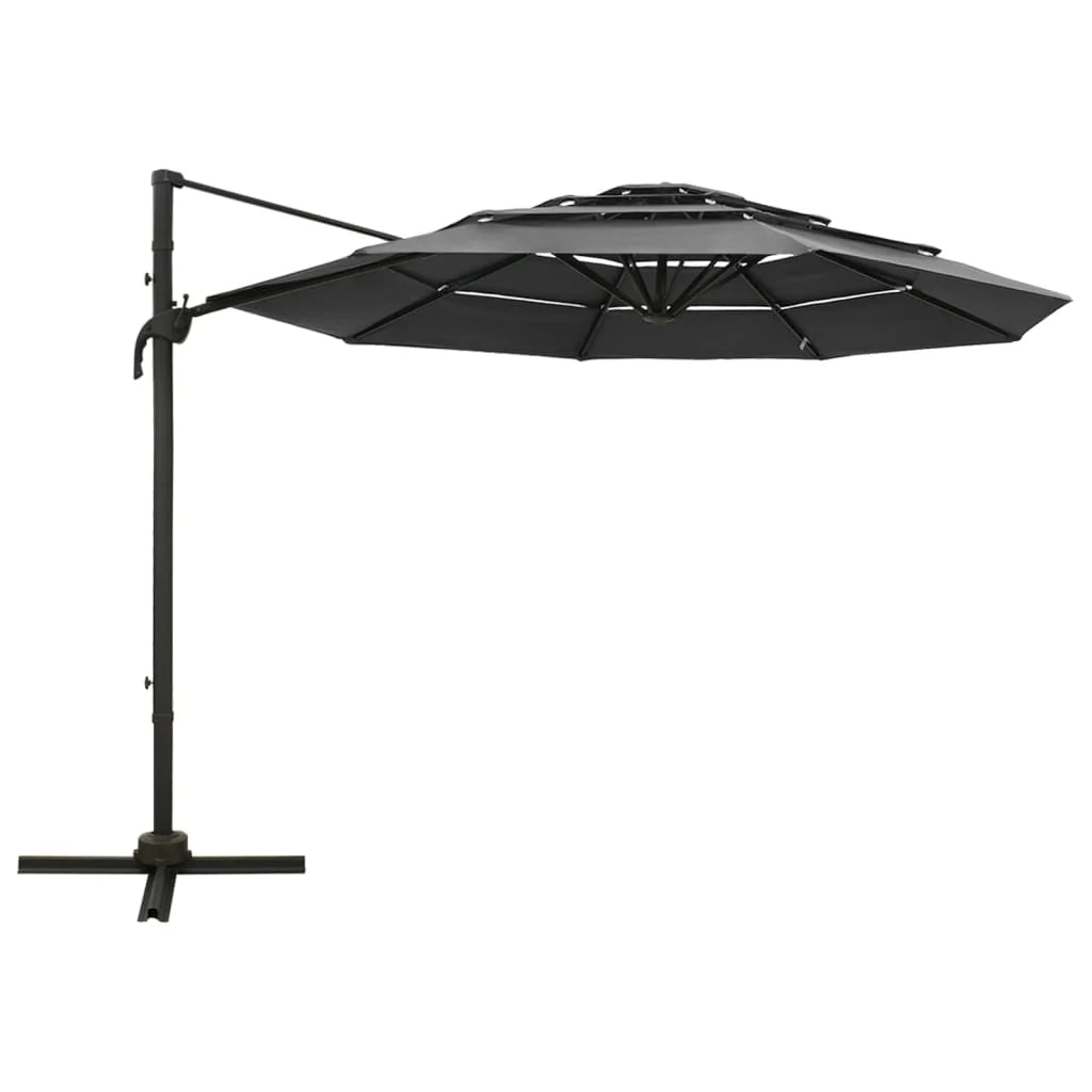 Ombrellone da giardino a quattro livelli con palo in alluminio 3 x 3 m antracite 02_0008785