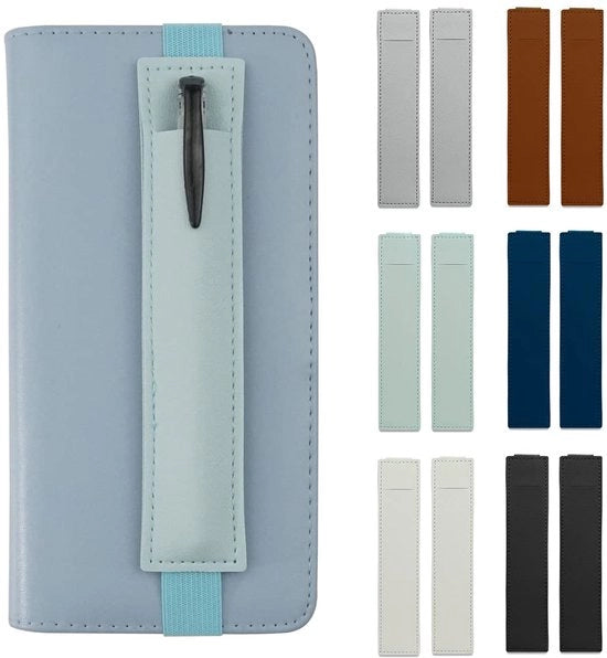 12 pacchi pen holder per libretto, pen holder riciclabile, pen holder per libretto, custodia in PU pelle, pen holder elastico per tablet, agenda, libretto