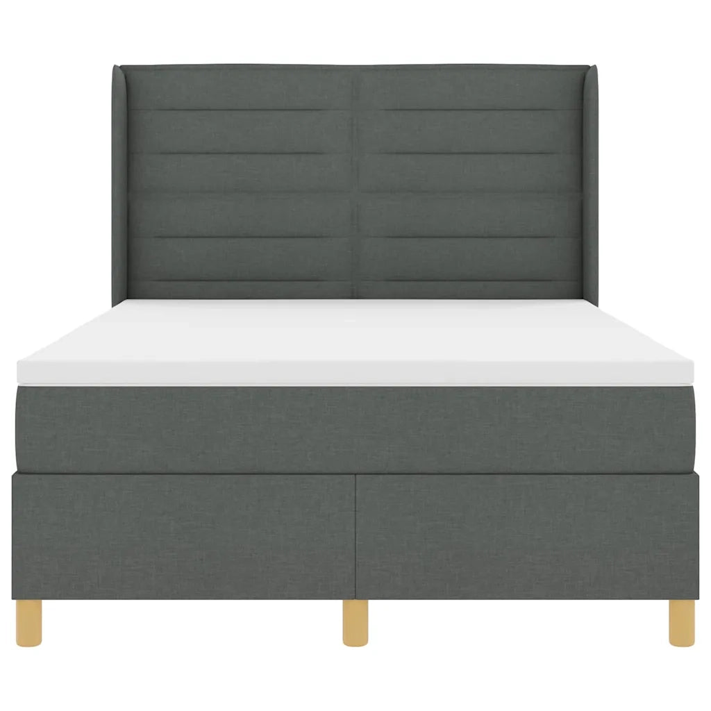 Letto a molle con materasso Grigio scuro 140 x 190 cm Tessuto 3341764