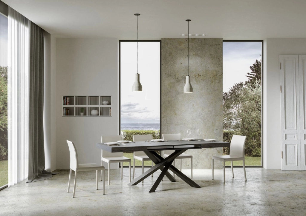 Tavolo Allungabile 120-380x90x77 cm Volantis Cemento Telaio Antracite