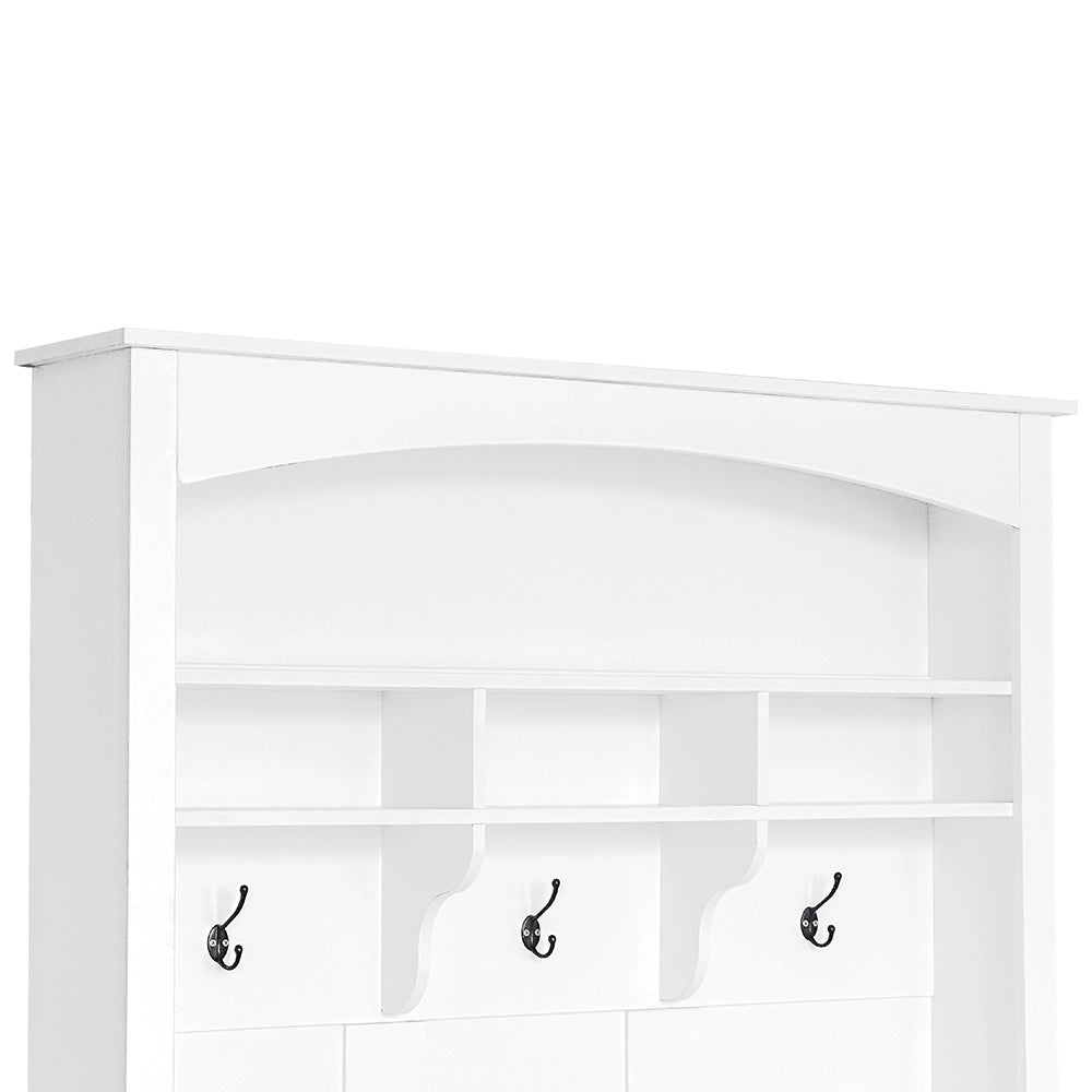Armadio con panca e scarpiere - Xylo - H190xL120xP40 cm - Bianco - 3 ganci e ripiani