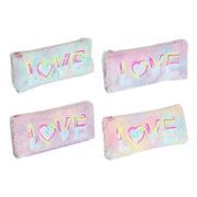 Trade Shop - Astuccio Penne Matite Multifunzione Design Peluche Scritta Love Paillettes 22x10cm 615084 -
