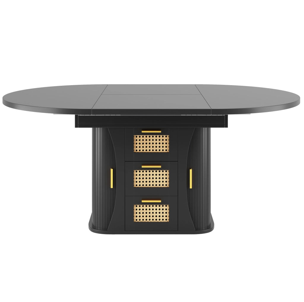 Tavolo da pranzo allungabile 118x118x77.1 cm con spazio contenitivo in MDF nero