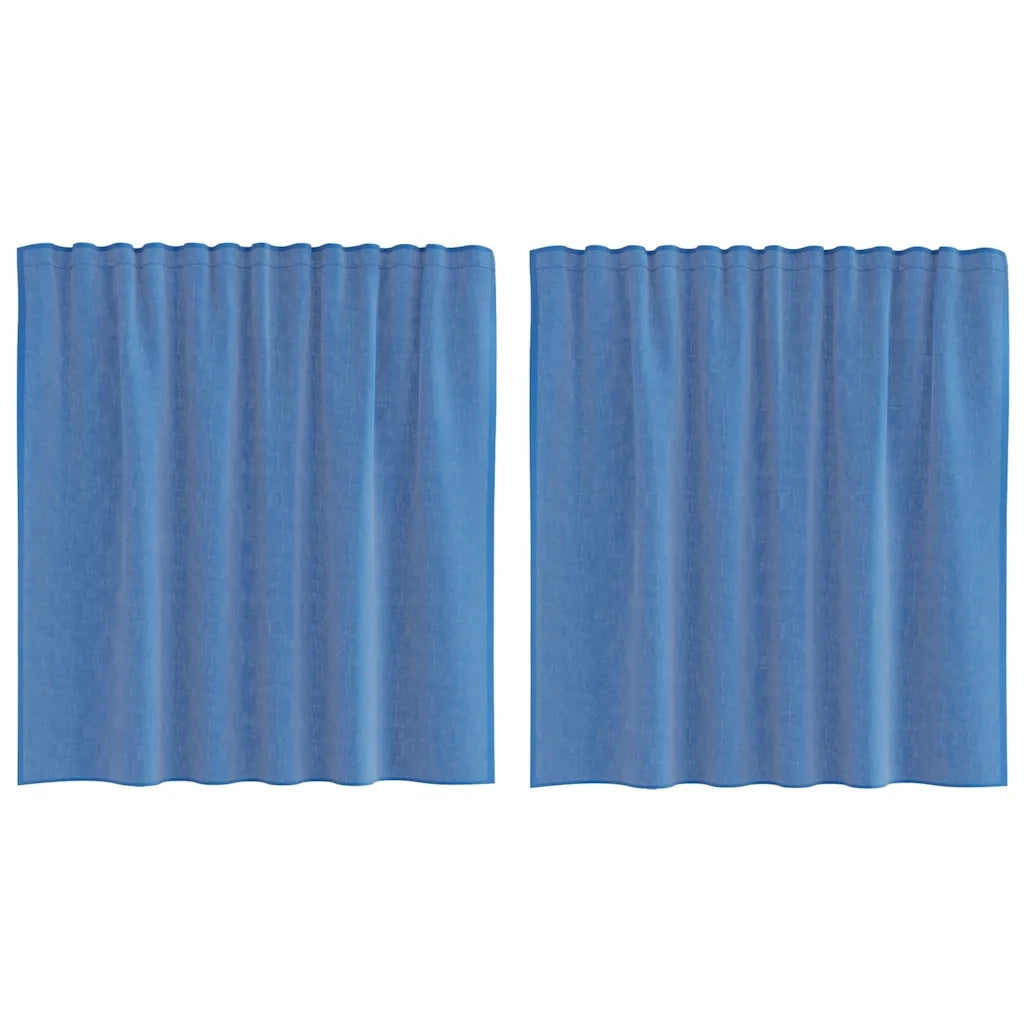 vidaXL Tende in Voile con Tasche per Aste 2 pz Blu Reale
