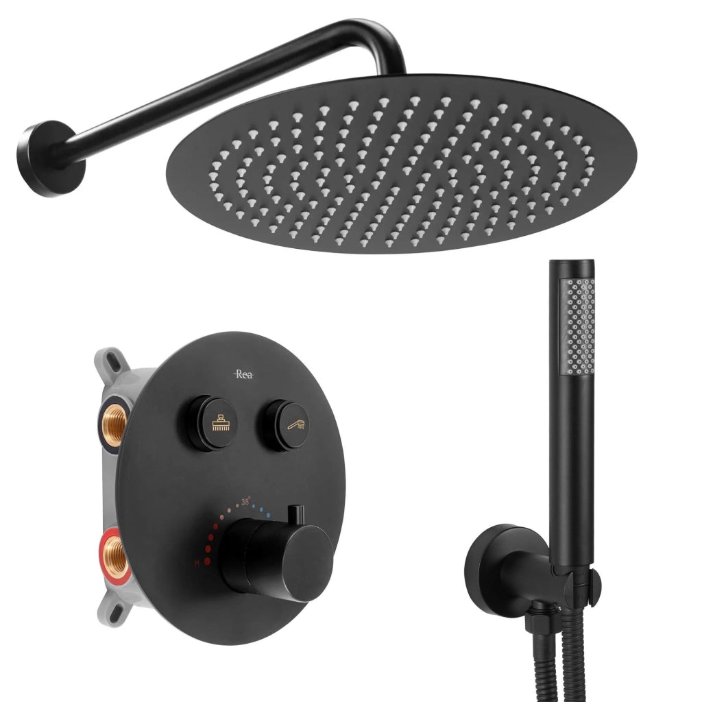 Set Doccia Da Incasso Rea Lungo Black Matt Box